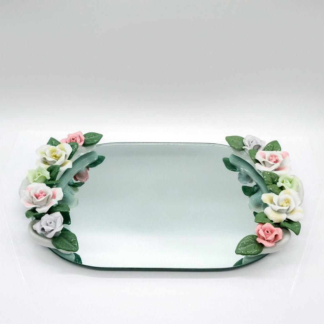 Vintage Figural Rose Vanity Tray with Mirror Base (1 of 2)