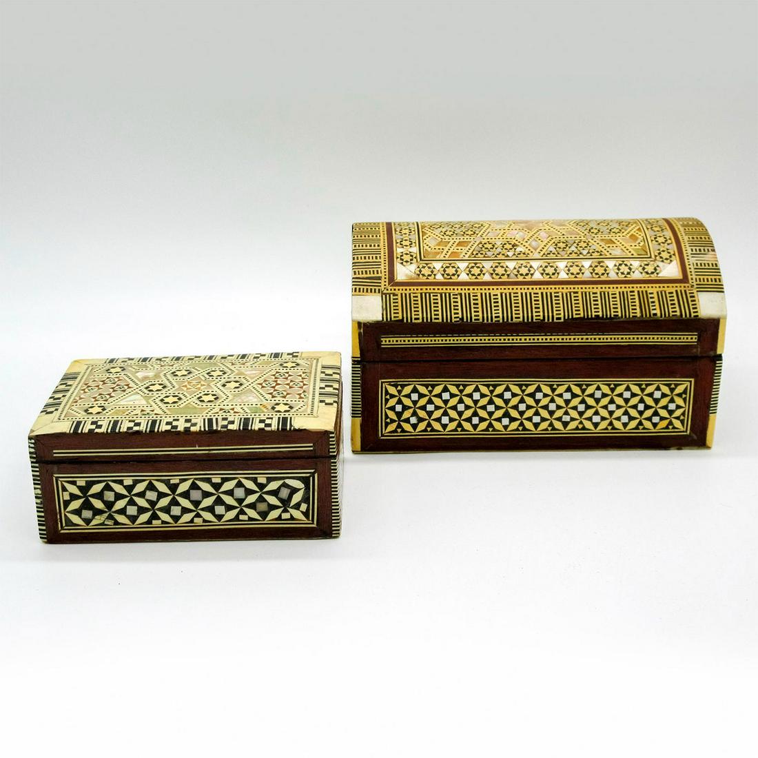 Pair of Vintage Egyptian Wooden Mosaic Jewelry Box (1 of 5)