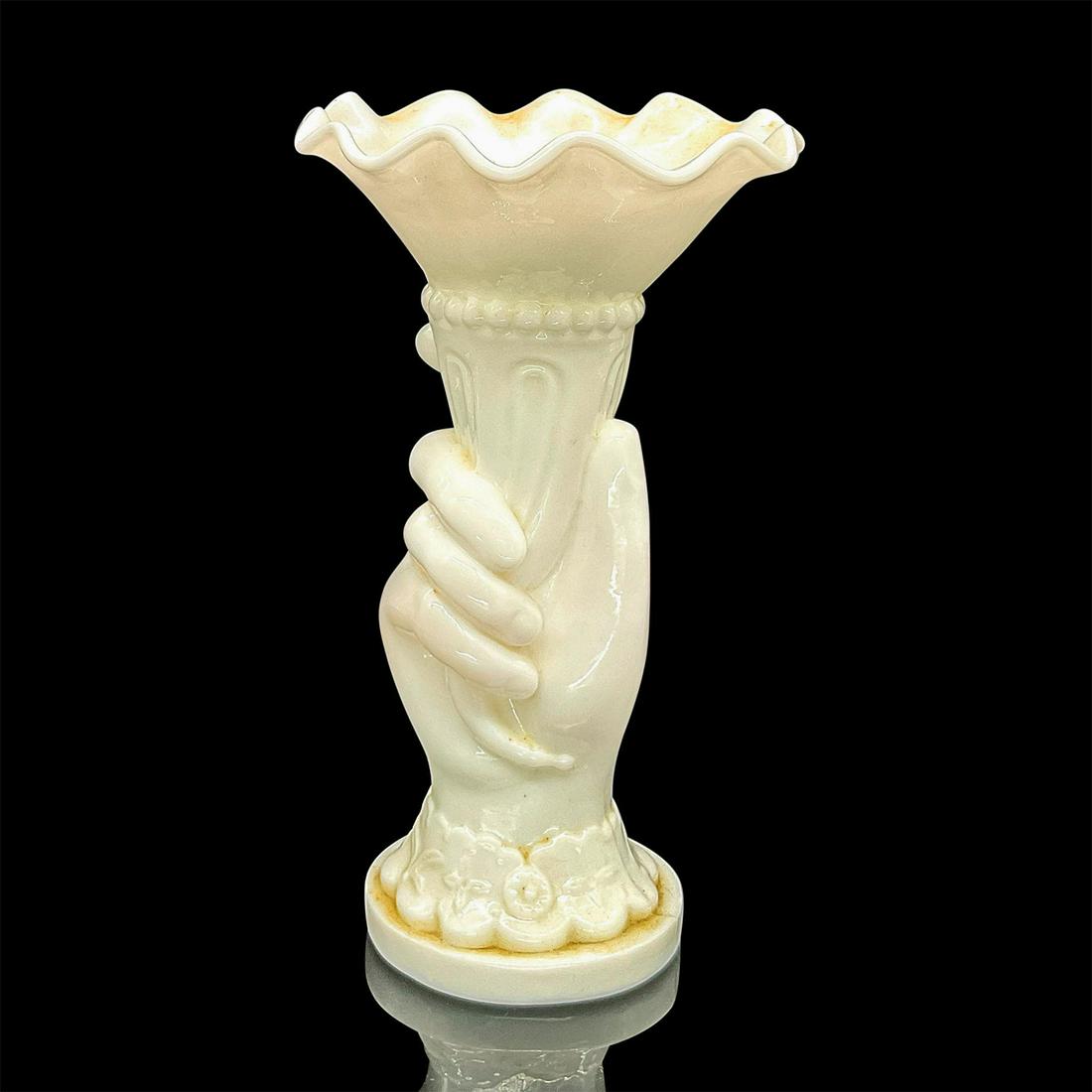 Vintage Milk Glass Figural Hand Vase (1 of 3)