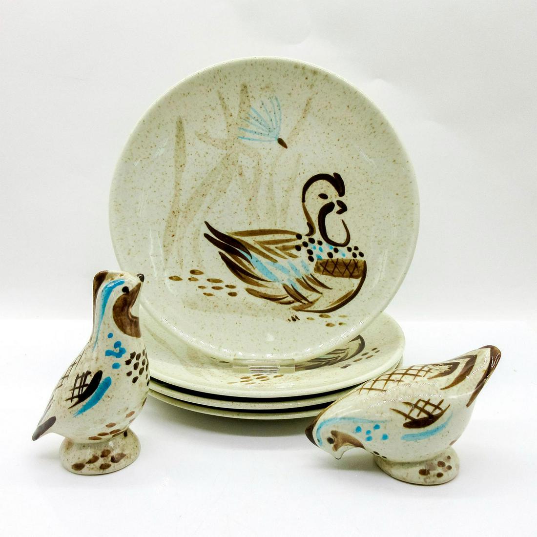 6pc Red Wing Pottery Plates, Salt/Pepper, Bob White Quail (1 of 6)
