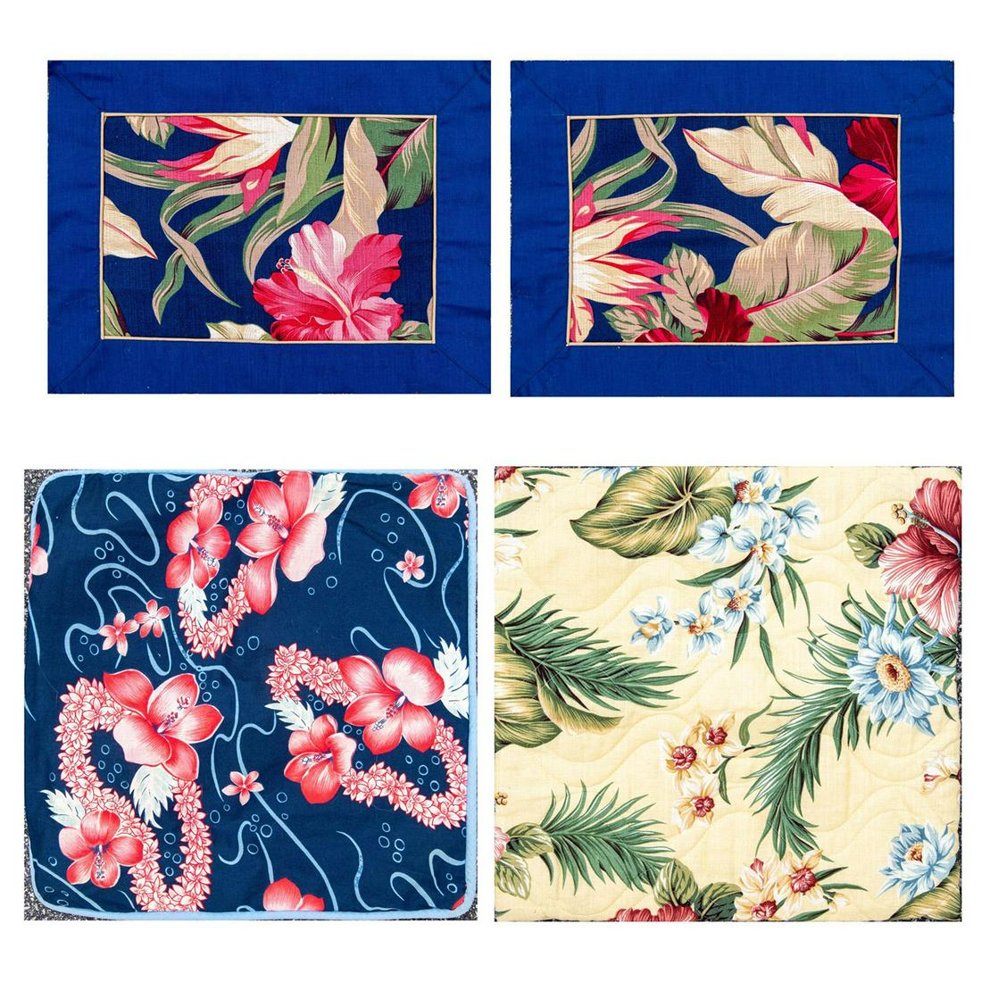 4pc Vintage Hawaiian Floral Pillowcases + Placemats (1 of 16)