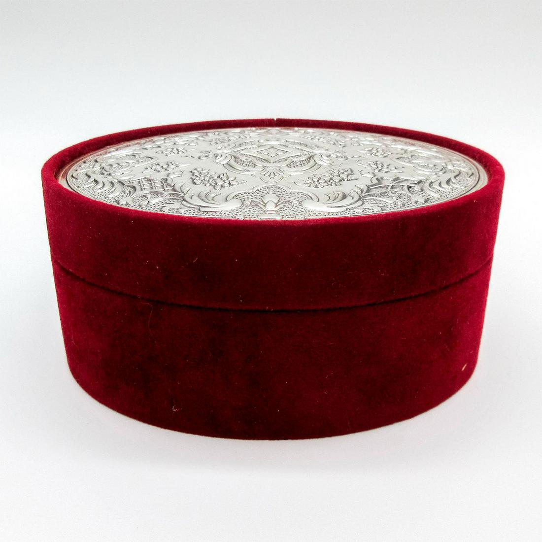 Argento Papa Italian Silver and Velvet Oval Jewelry Box (1 of 8)