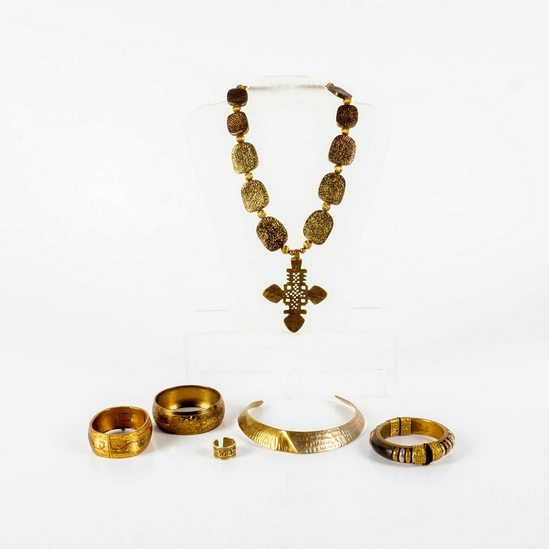 5pc Brass Tone Chunky Tribal Jewelry Set (1 of 15)