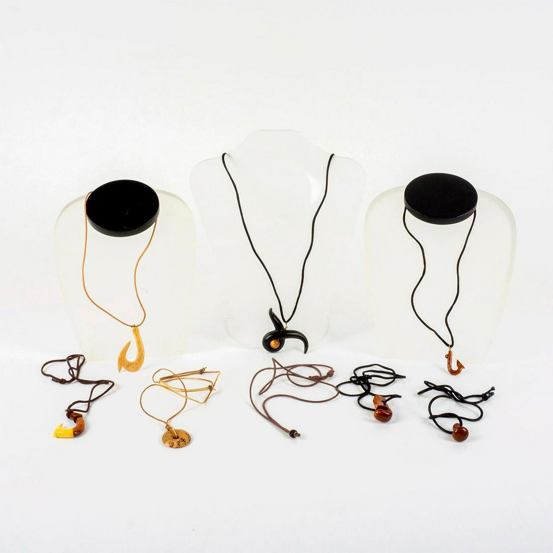 8pc Vintage Hawaiiana Koa & Stone Necklaces Set (1 of 4)
