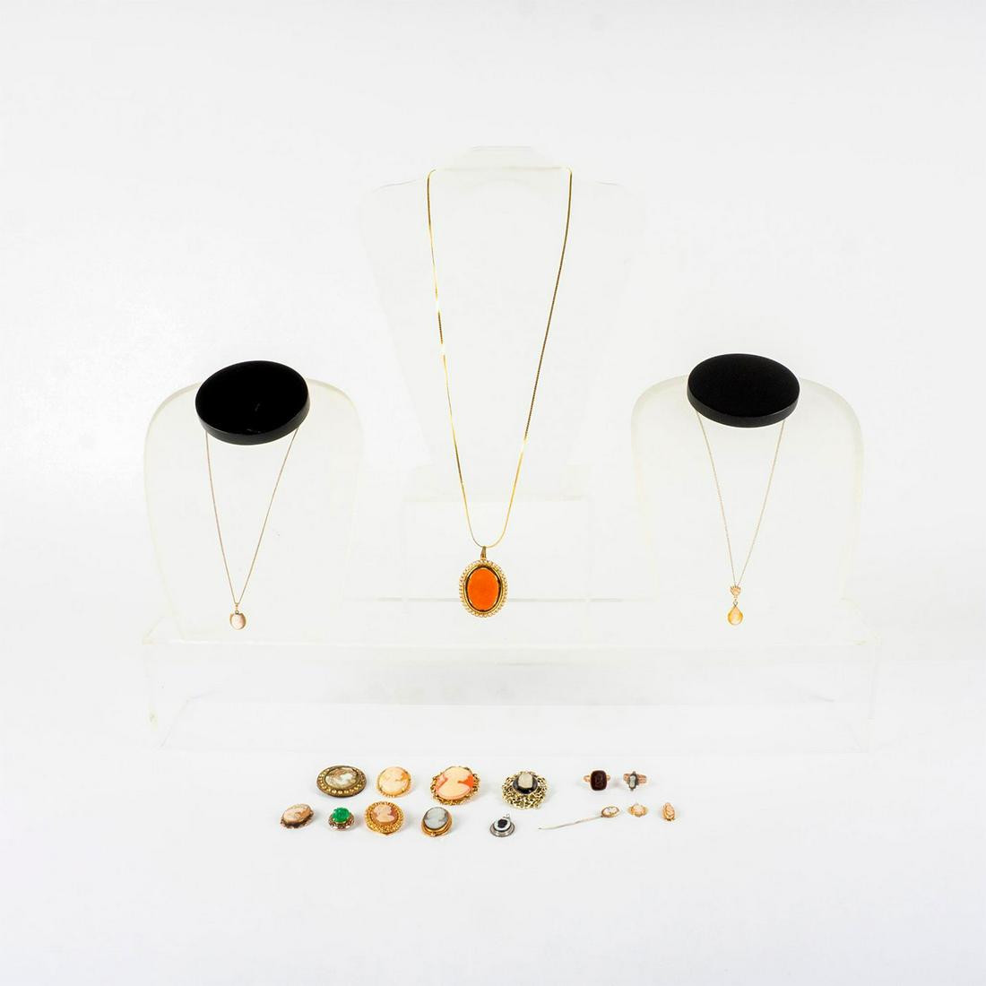 17pc Assorted Grouping of Vintage Cameo Jewelry (1 of 19)
