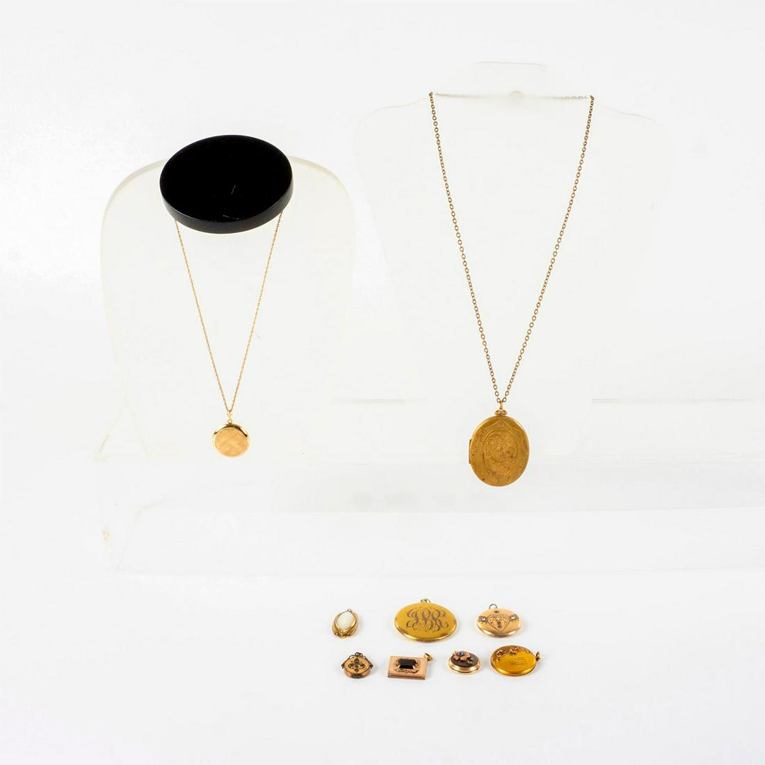 9pc Gold Filled and Plated Locket Necklace and Charm Jewelry Lot (1 of 13)