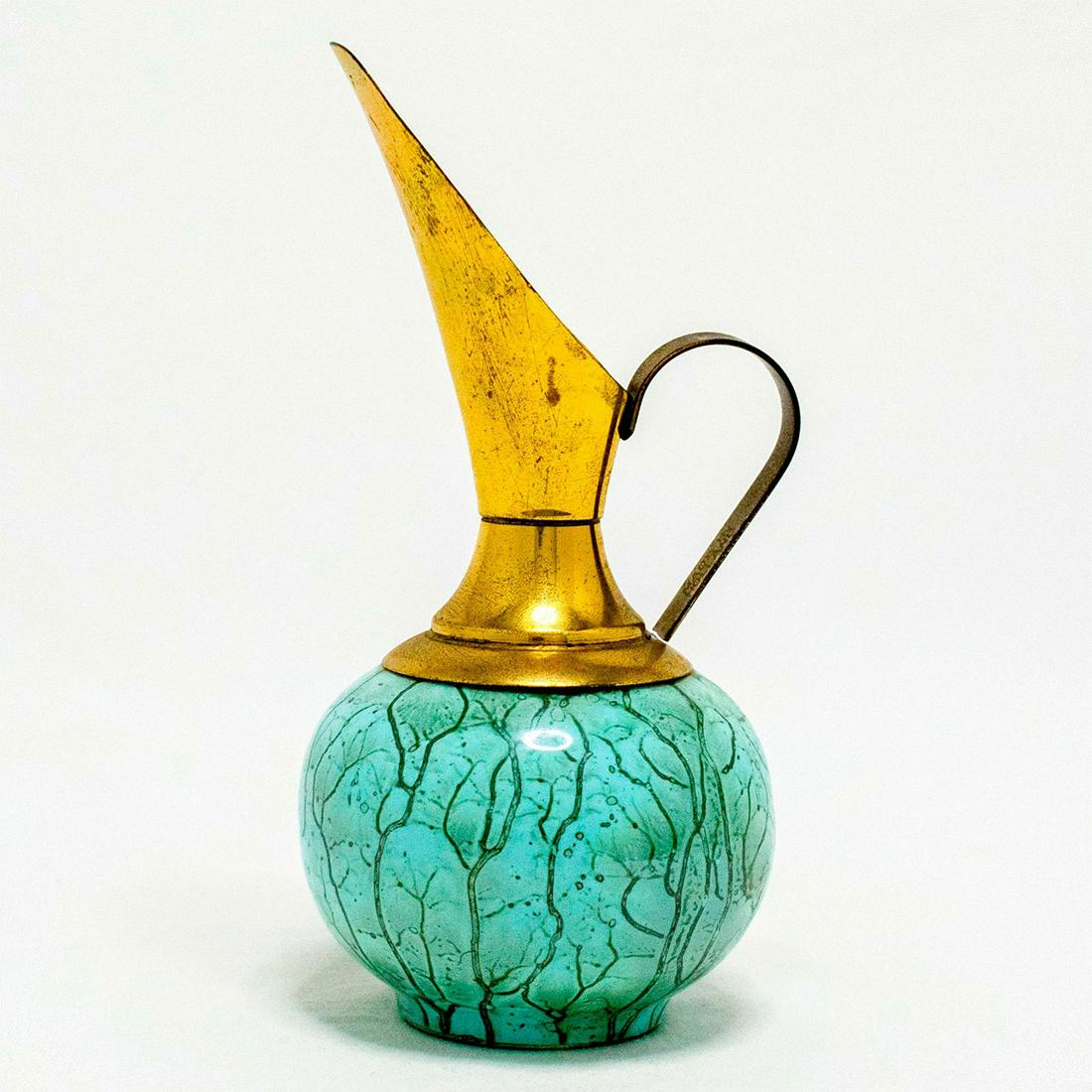 Unusual Delft Jug Brass Spout Mid-Century Modern (1 of 11)