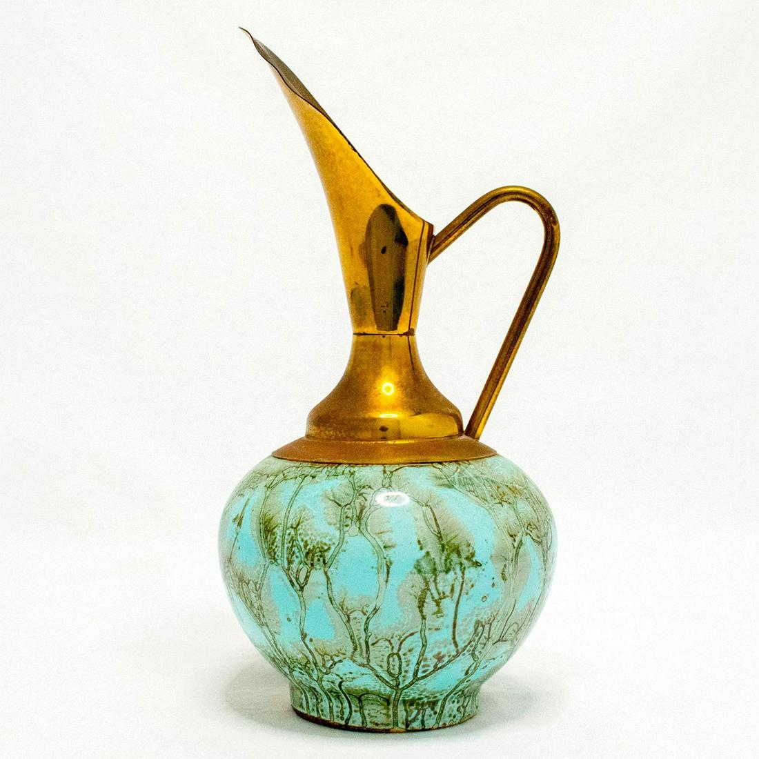 Unusual Delft Jug Brass Spout Mid-Century Modern (1 of 9)