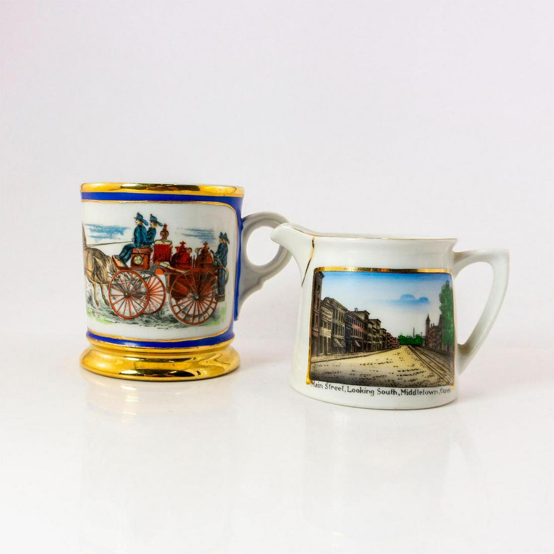 2pc Grouping of Vintage Porcelain Scenery Creamer and Mug (1 of 3)