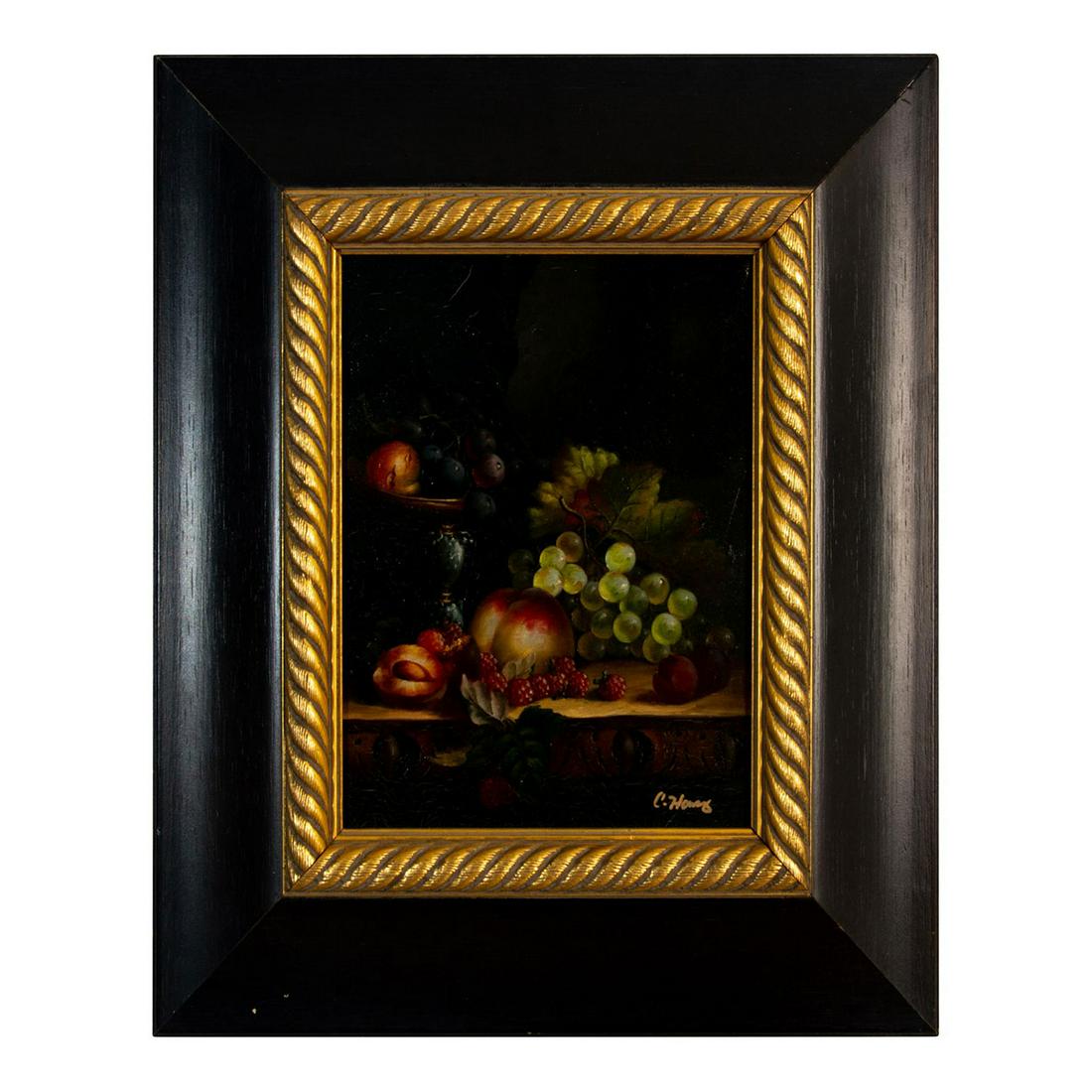 Illegibly Signed Oil Painting on Canvas Still Life (1 of 7)