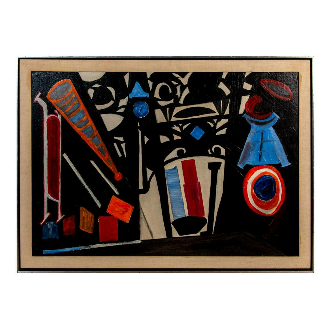 Oil Painting on Canvas Mid Century Abstract Composition (1 of 9)
