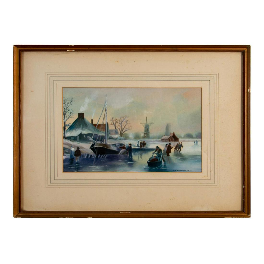 T.G. Brookbanks Gouache Painting Winter Landscape (1 of 10)