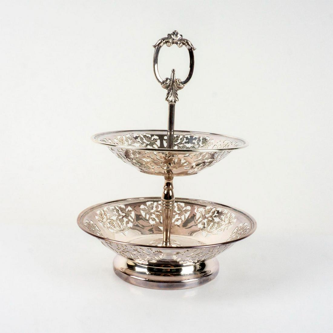 Vintage Sheffield Silver Plated Two Tier Serving Tray (1 of 2)