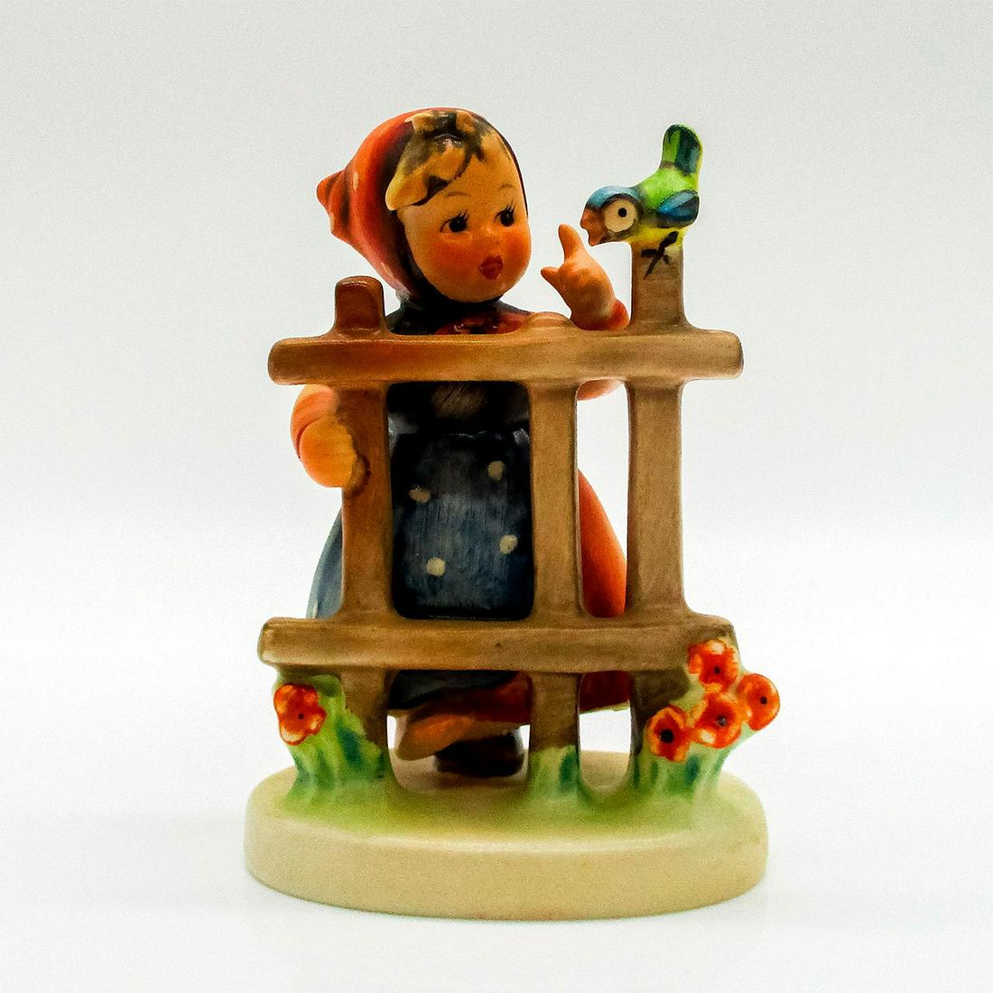 Vintage Goebel Hummel Figurine, Sign Of Spring: Porcelain hand painted in matte finish. Goebel backstamp. Artist: M. I. Hummel Dimensions: 2.5" W x 3.75" H x 2.5" dia. Manufacturer: Goebel Hummel Country of Origin: Germany