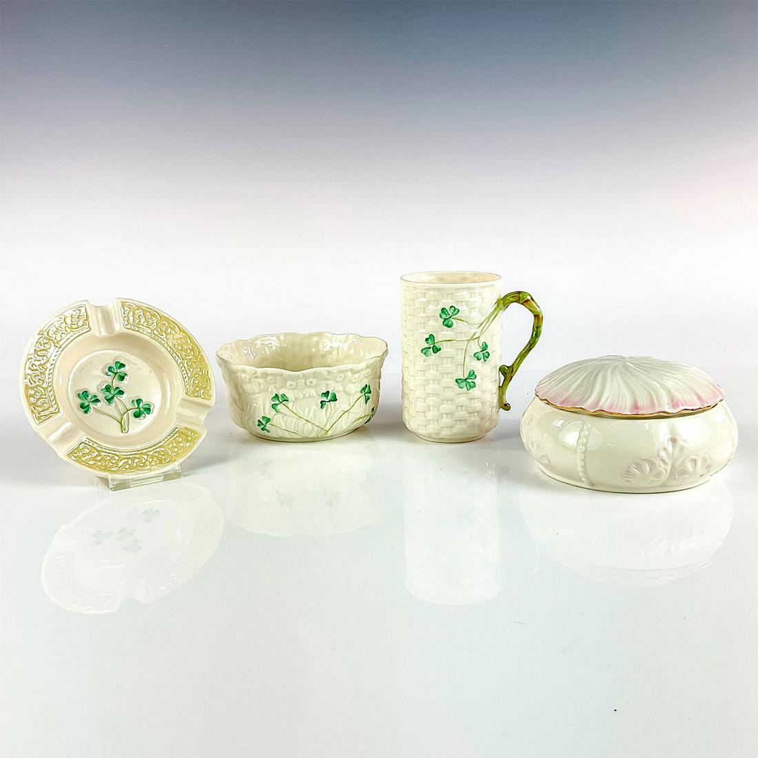 4pc Vintage Belleek Porcelain Tableware, Clover and Rossmore (1 of 3)