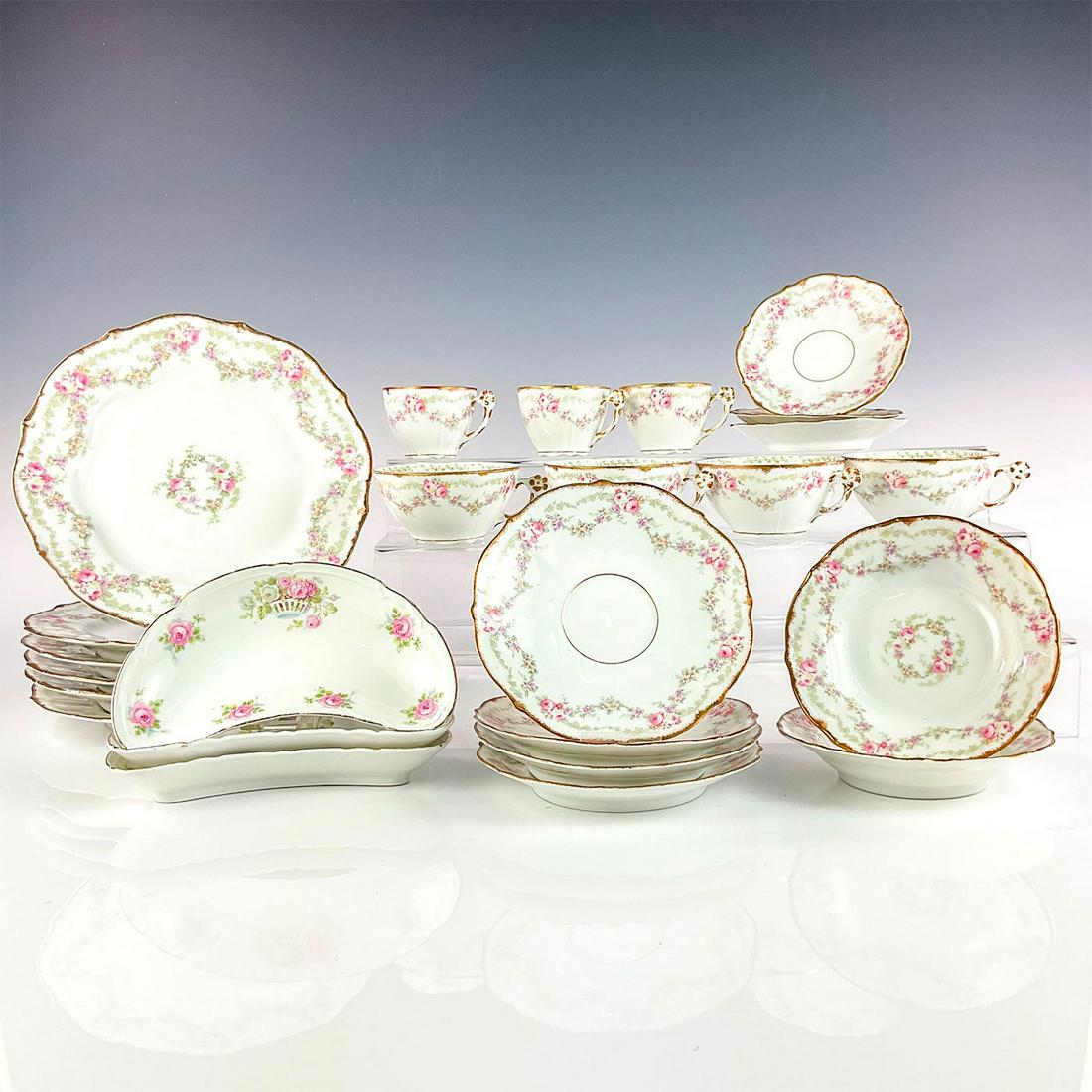 25pc Vintage Porcelain European Gilded Floral Breakfast Ware (1 of 4)