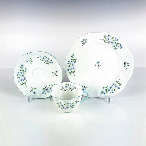 Antique Shelley Tea Set Trio, Blue Rock