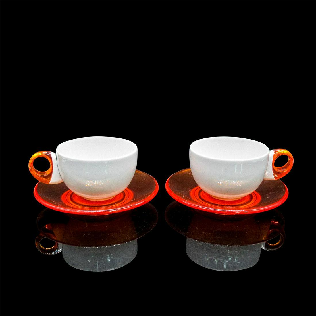 4pc Vintage Guzzini Cappuccino Cup and Saucer Set, Orange (1 of 12)