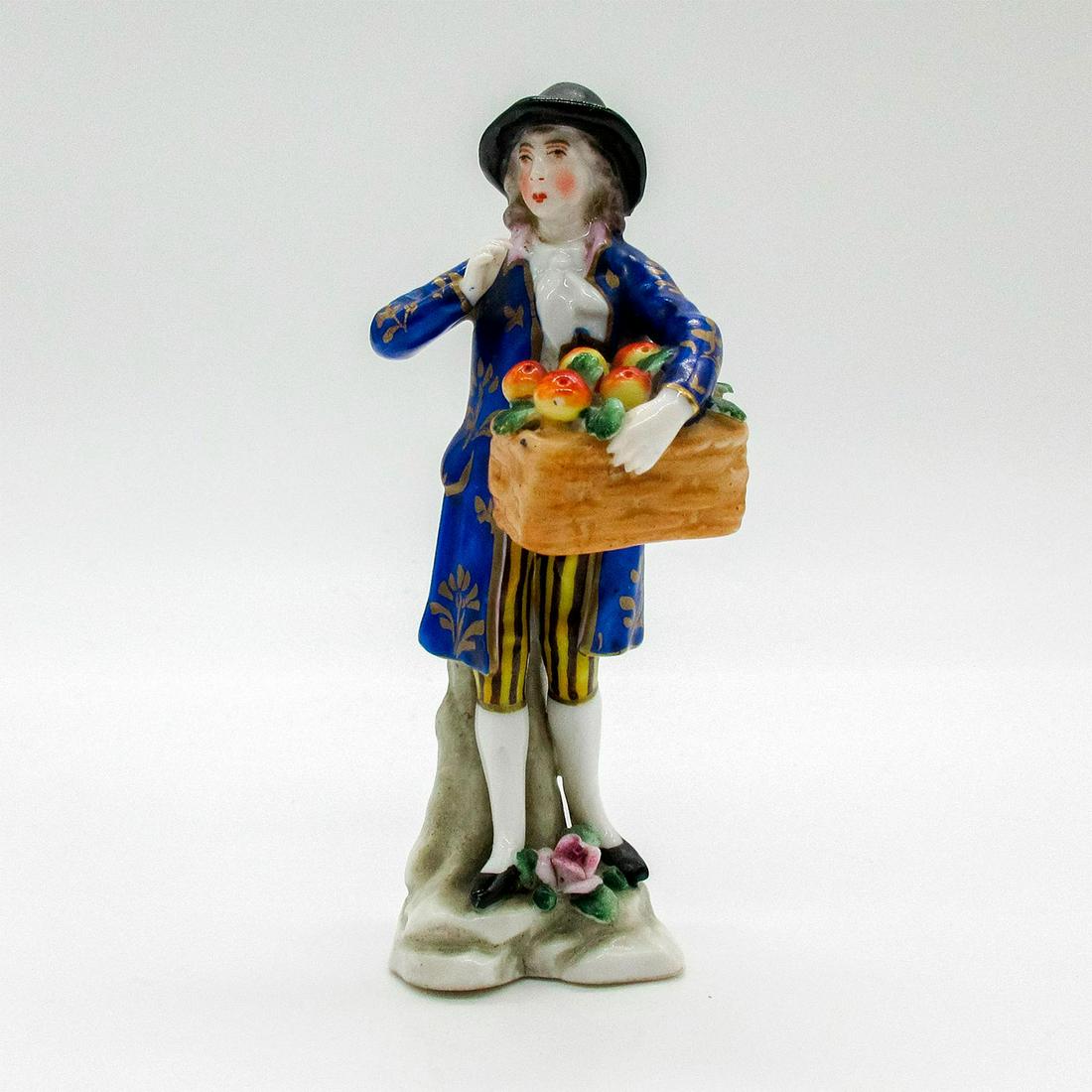 Antique Chelsea Miniature Figurine, Man with Apple Basket (1 of 4)