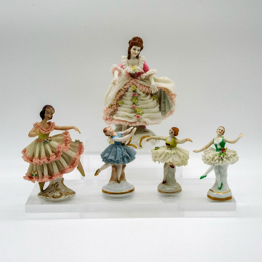 5pc Vintage Porcelain Laced Lady Mini Figurines (1 of 6)