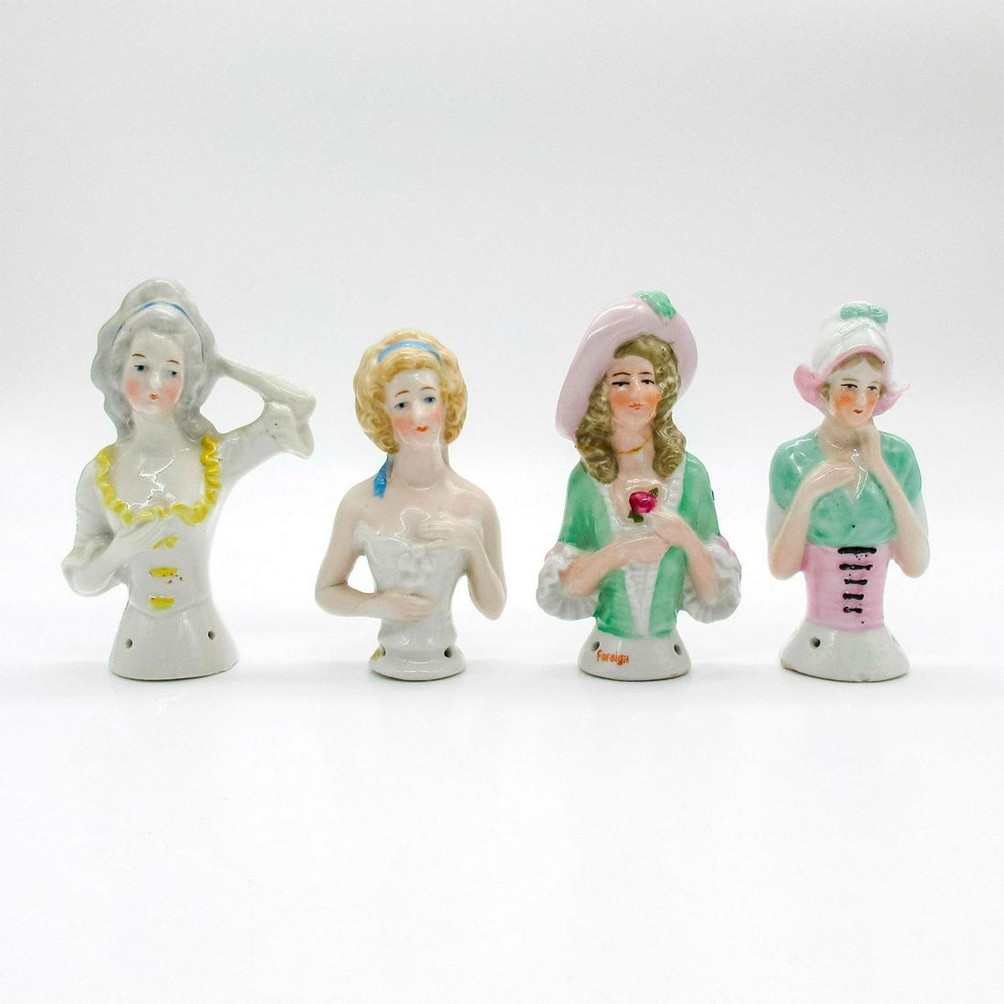 4pc Antique German Lady Ceramic Pincushions (1 of 5)