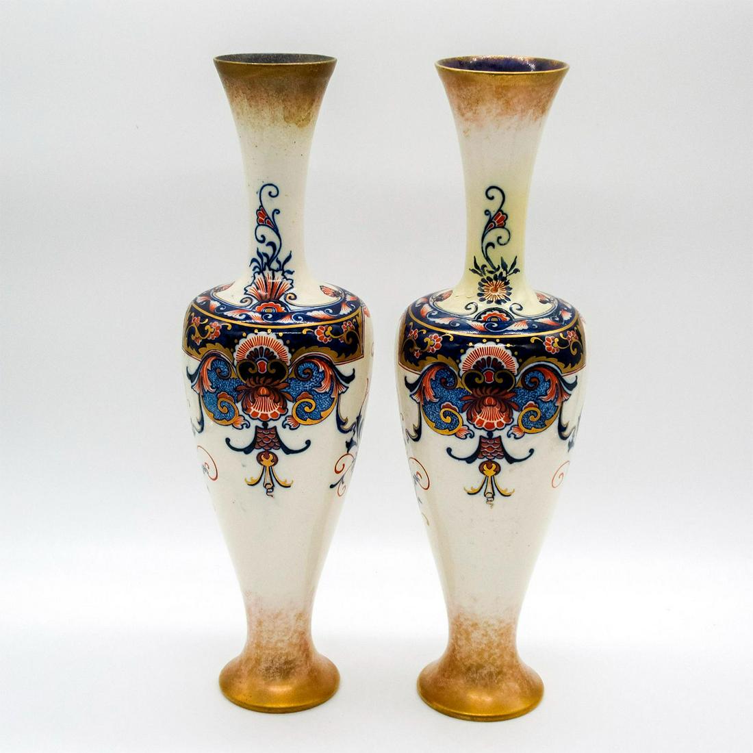 Pair of Antique Doulton Lambeth Faience Vases (1 of 4)