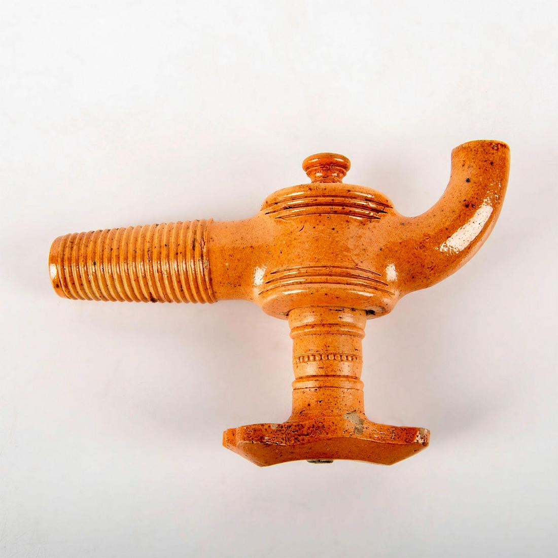 Very Large Doulton and Co. Lambeth Stoneware tap: Tan colored glazed stoneware tap. Doulton impressed stamp. Age related wear. Weight: 1.5 lbs #tap #spigot Issued: c. 1900 Dimensions: 8"L Manufacturer: Doulton and Co. Lambeth Country of Origin: Engal