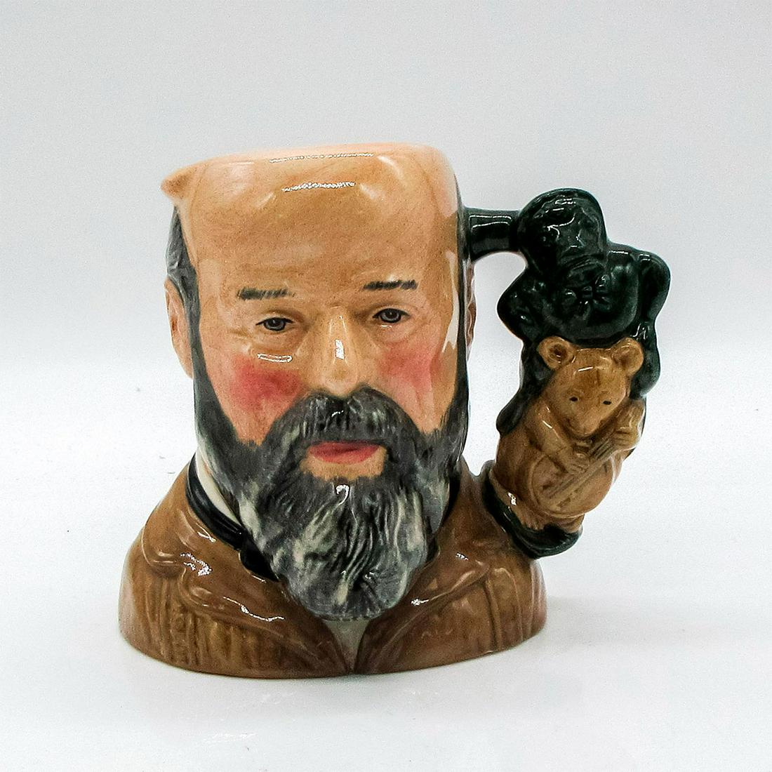 George Tinworth D7000 - Small - Royal Doulton Character Jug: Browns, black and grey coloration. This jug was created exclusively for the Royal Doulton International Collectors Club. Series: RDICC. Royal Doulton and RDICC backstamp. Artist: William K. Harper Iss