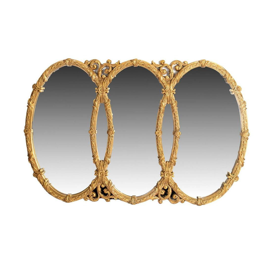 Gorgeous Vintage Ornate Carved Wood Triple Wall Mirror (1 of 4)