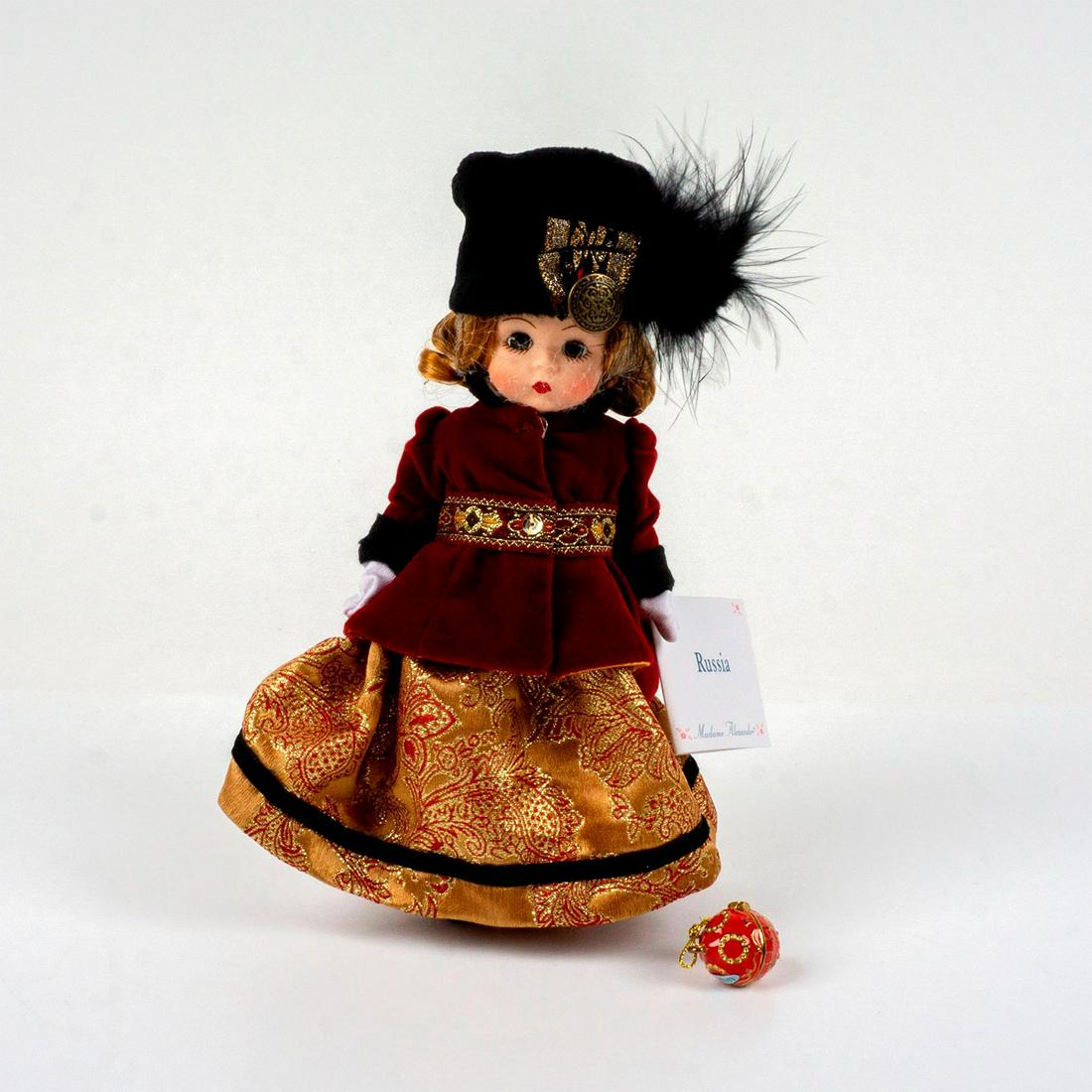 Vintage Madame Alexander Doll, Russia: Jointed with moving eyelids. #48105. Includes original box. Dimensions of box: 8.75"L x 3.5"W x 7.75"H. This item has no reserve. Dimensions: 7.5"H Manufacturer: Madame Alexander Country of Origin: Ch