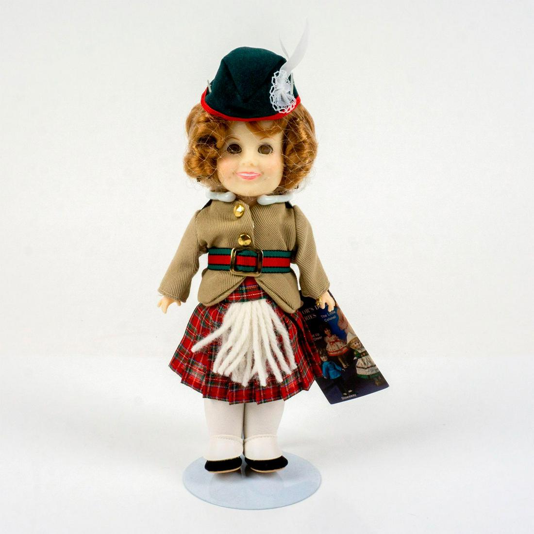 Vintage Ideal Shirley Temple Doll Scottish Outfit: Original tag attached to wrist and hair netting still attached. This item has no reserve. Issued: 1980â€™s Dimensions: 3.5"W x 8"H