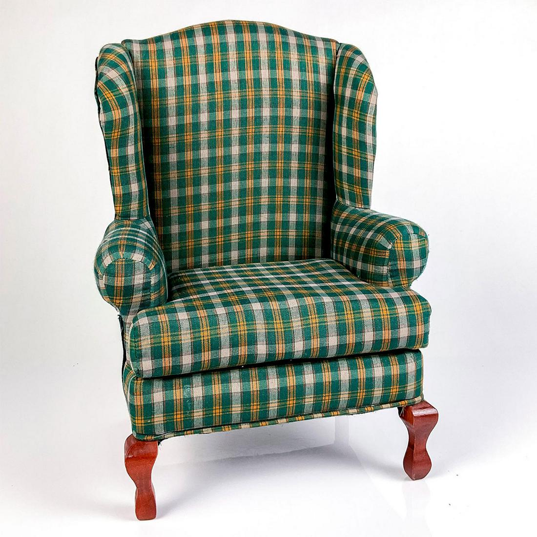 Vintage Plaid Wingback Dollï¿½s Chair: Miniature cushioned chair made for dolls with removable seat cushion. This item has no reserve. Dimensions: 9.25"L x 10"W x 13.75"H