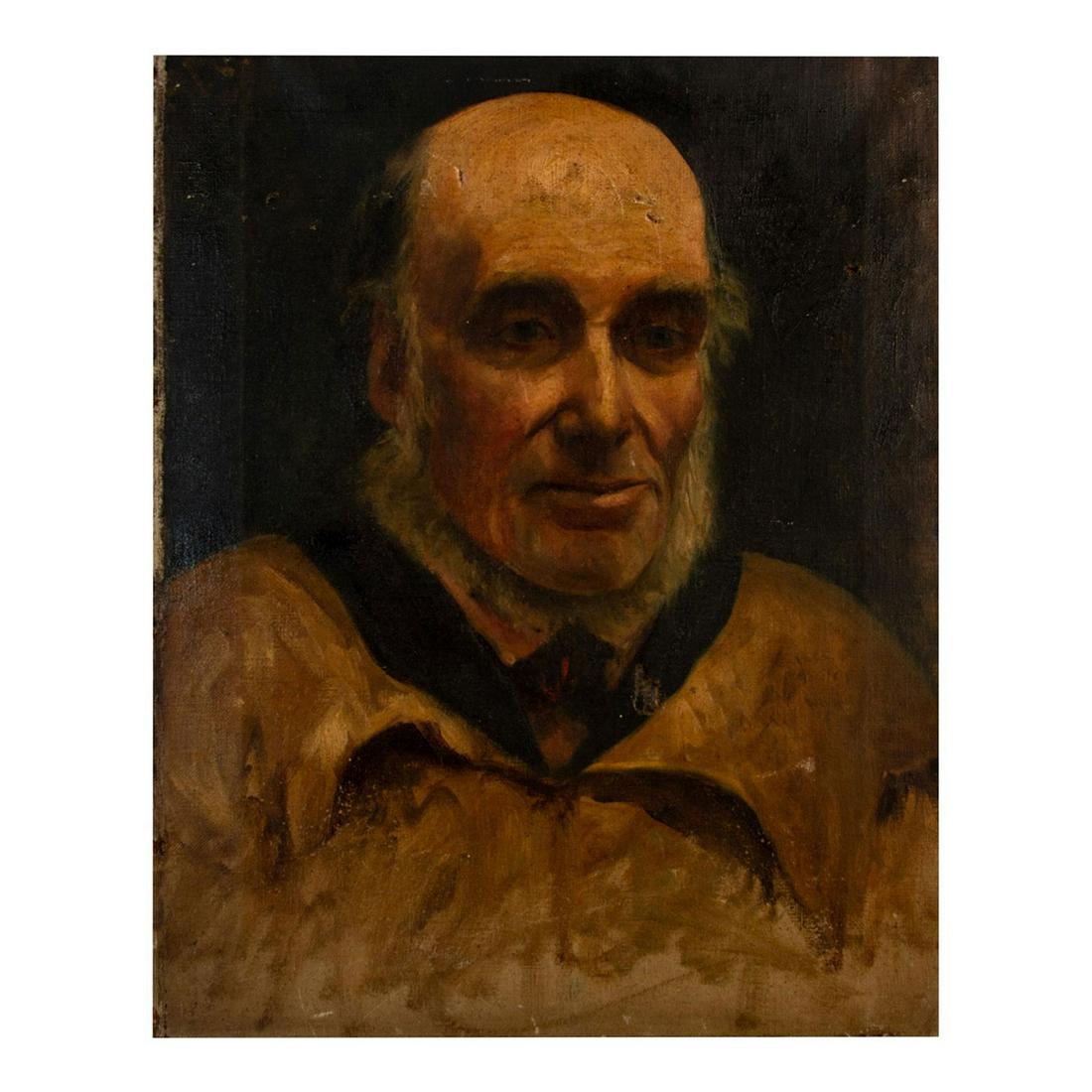 M. Jackar Antique Oil Painting on Canvas Portrait of Old Man (1 of 9)