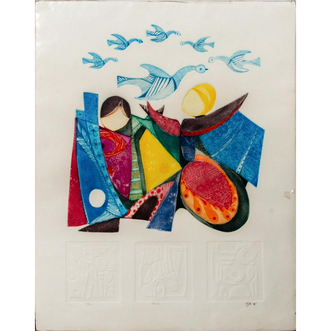 Artist Signed Abstract Modern Limited Edition Lithograph (1 of 4)