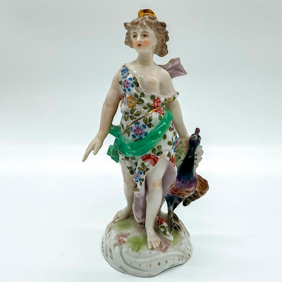 Antique Derby Porcelain Figurine , Juno with Peacock (1 of 3)