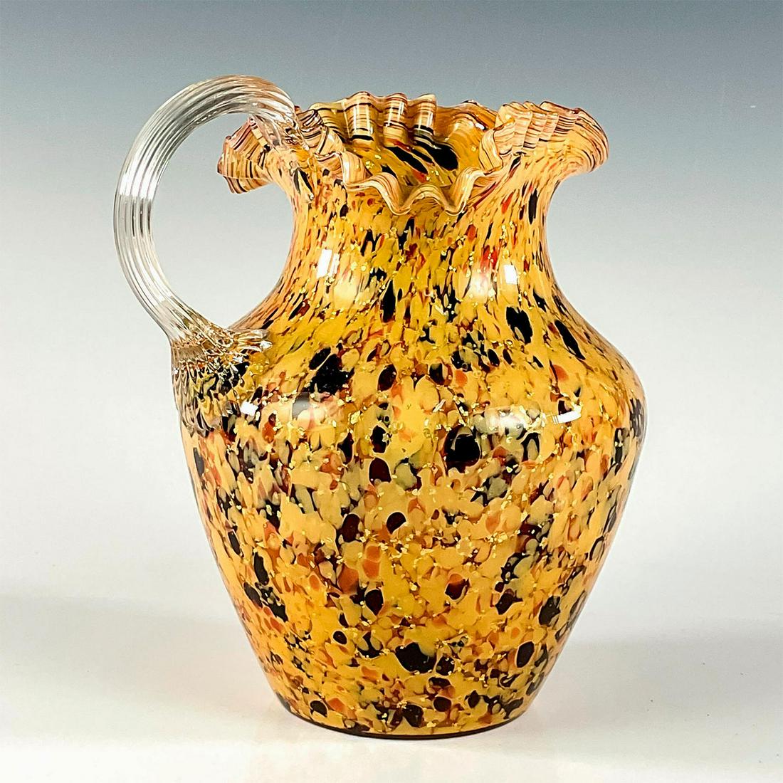 Antique Spangle Glass Tortoise Shell Pattern Pitcher (1 of 6)