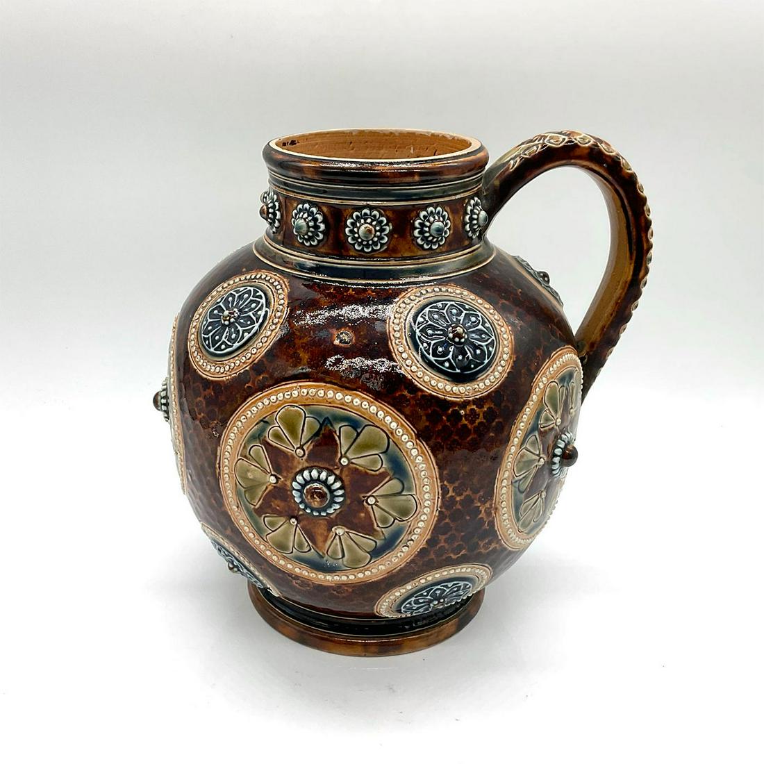 Doulton Lambeth Rosina Brown Globular Floral Jug (1 of 4)