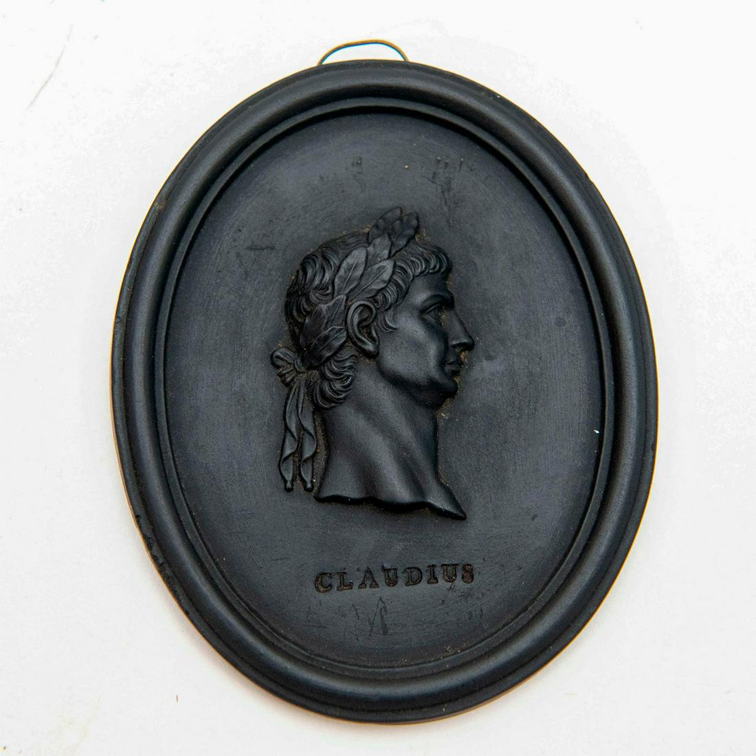 Wedgwood and Bentley Black Basalt Wall Medallion, Claudius (1 of 2)