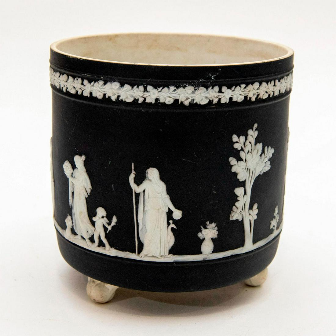 19th c. Wedgwood Jasperware Dip Footed Biscuit Jar (1 of 4)