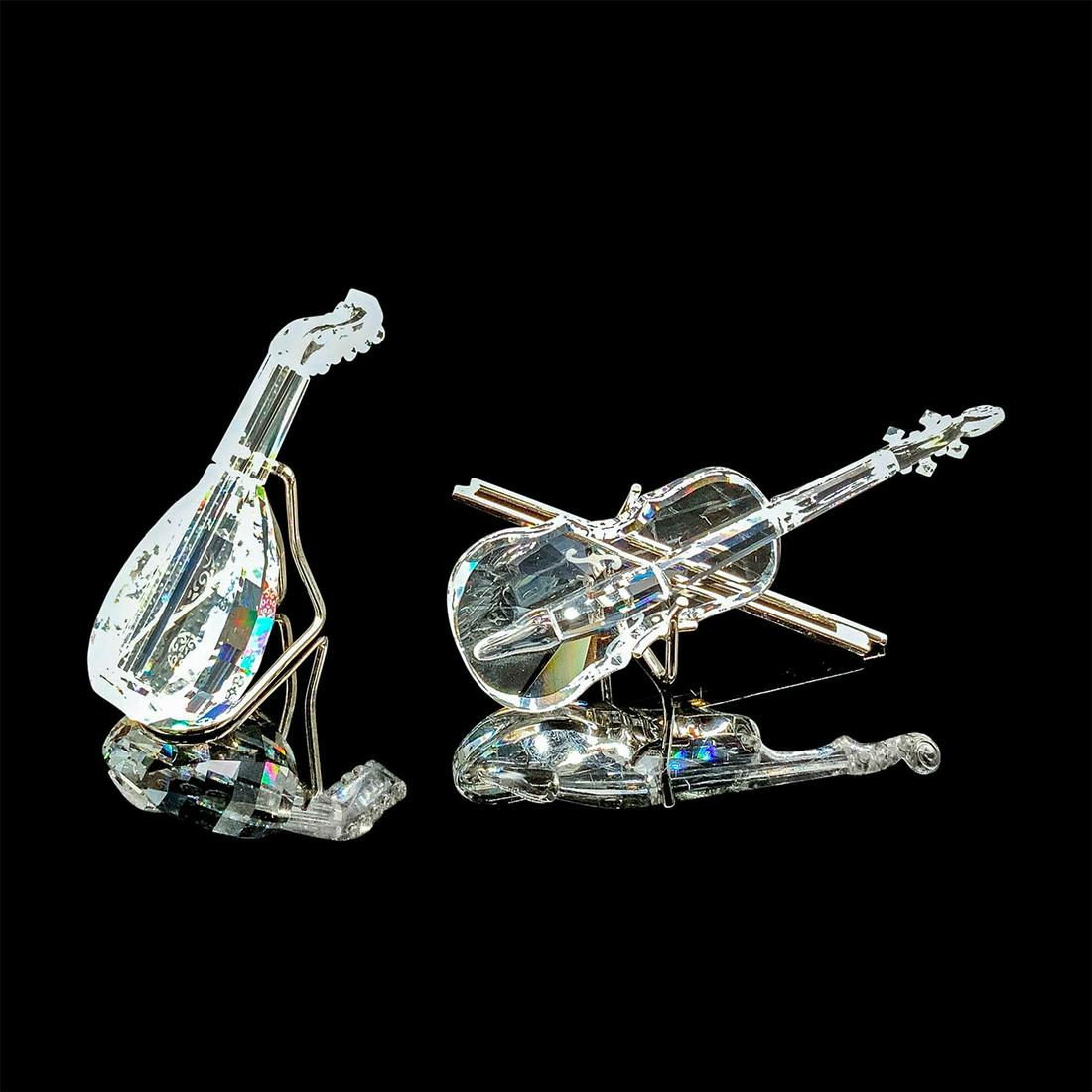 2pc Swarovski Crystal Figurines, Lute & Violin with Stands (1 of 3)