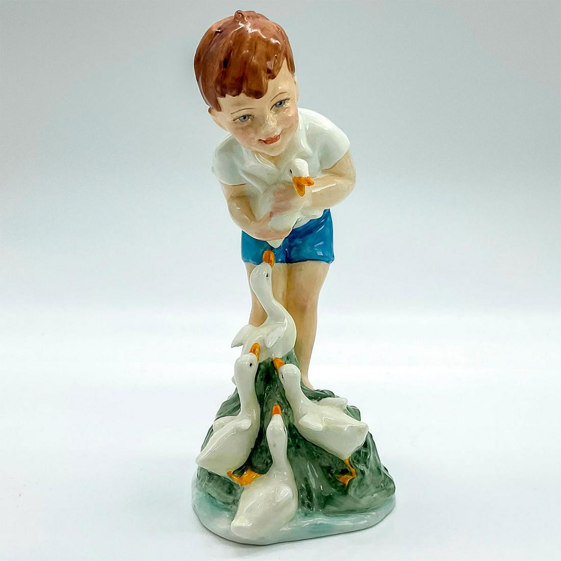 Royal Worcester Figurine, Young Farmer 3433: Hand painted fine bone china depicting young boy with ducks. Royal Worcester backstamp. Artist: F. G. Doughty Issued: 20th c. Dimensions: 6.25"H Manufacturer: Royal Worcester Country of Origin: Englan