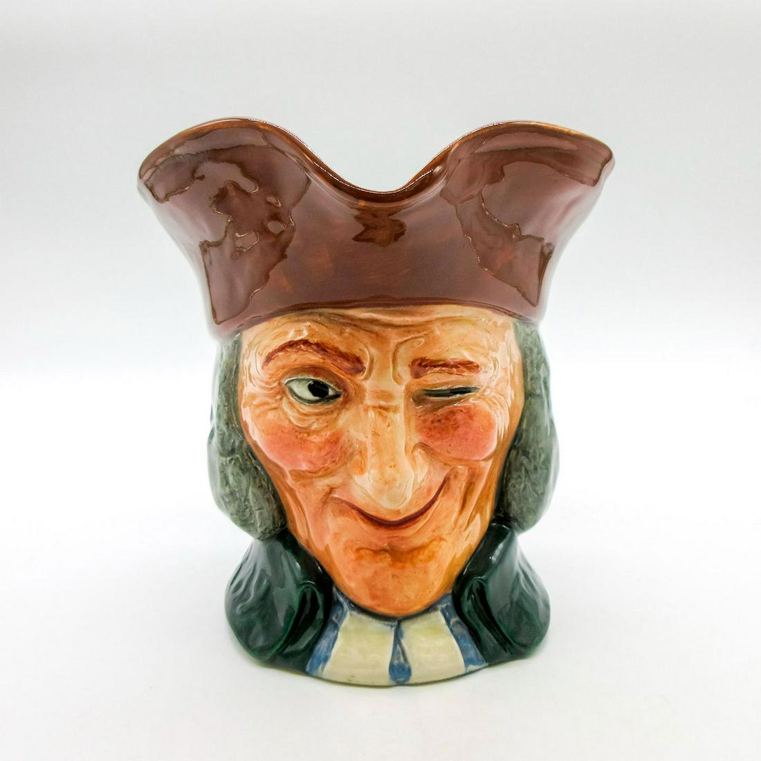 Vicar of Bray D5615 - Large - Royal Doulton Character Jug: Brown hair, green coat. In the popular song of the 18th century, this very adaptable parson boasted that he was able to accommodate himself to the religious views of Charles, James, William, Anne and