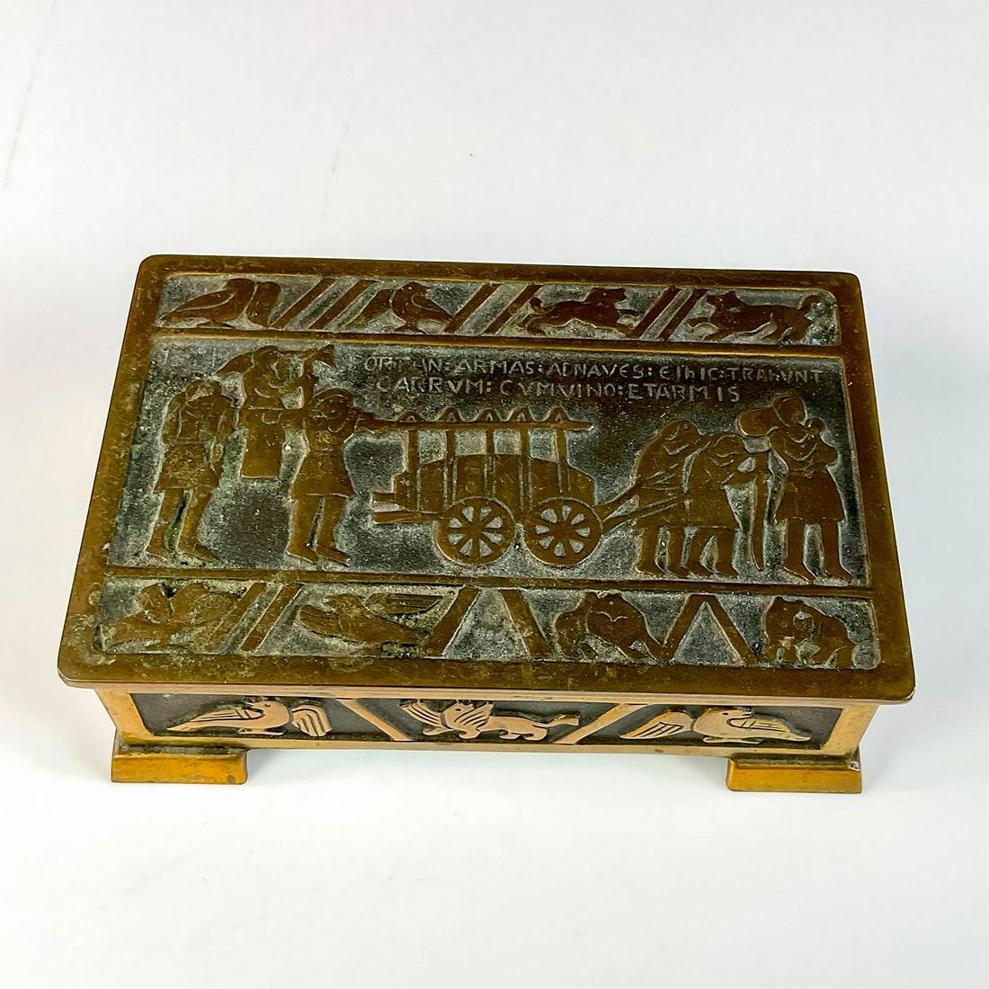 Vintage Aedel Malm Brass and Wood Lined Jewelry or Cigar Box (1 of 4)