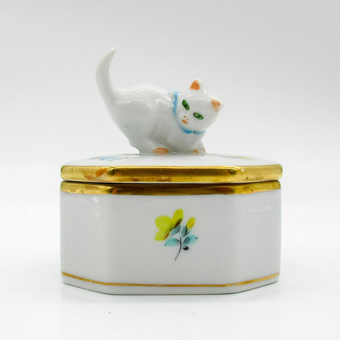 Vintage Herend Treasure Box, Little White Kitten (1 of 3)