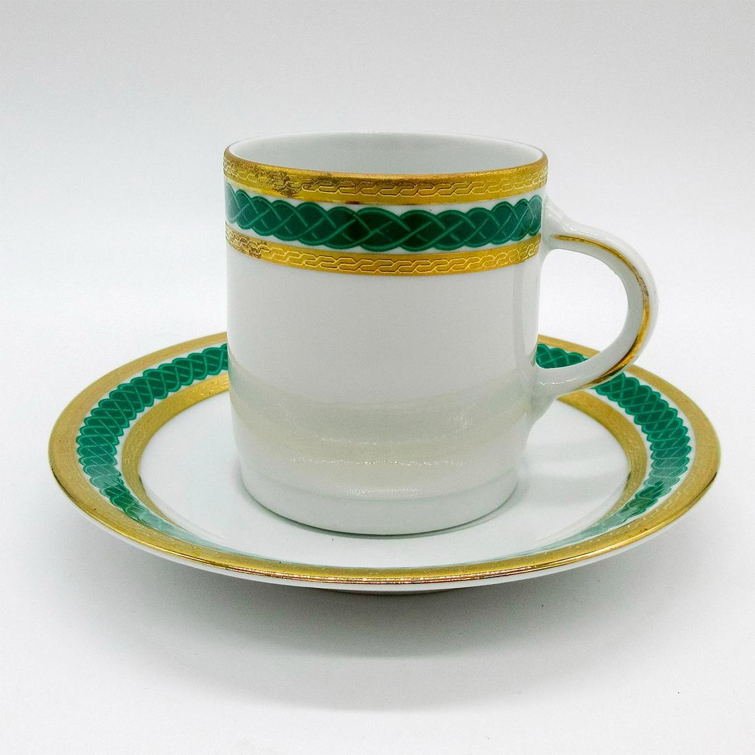 2pc Tirschenreuth Porcelain Green Demitasse Cup and; Saucer Set (1 of 3)