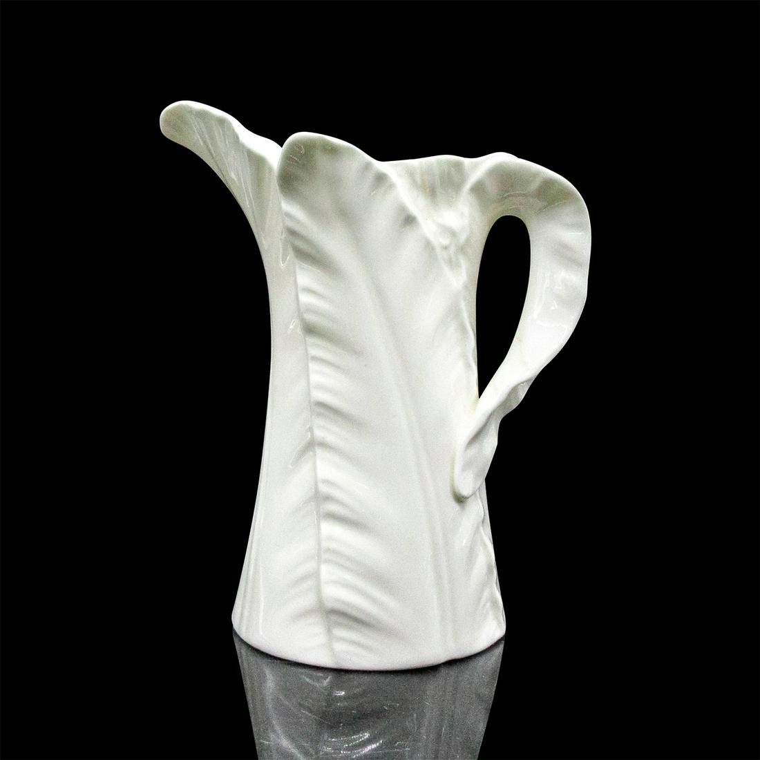 Vintage Royal Worcester Pitcher, Banana Leaf Pattern: Small all white bone china pitcher; banana leaf texture. Royal Worcester backstamp. This item has no reserve. Dimensions: 5.5"H Manufacturer: Royal Worcester Country of Origin: England