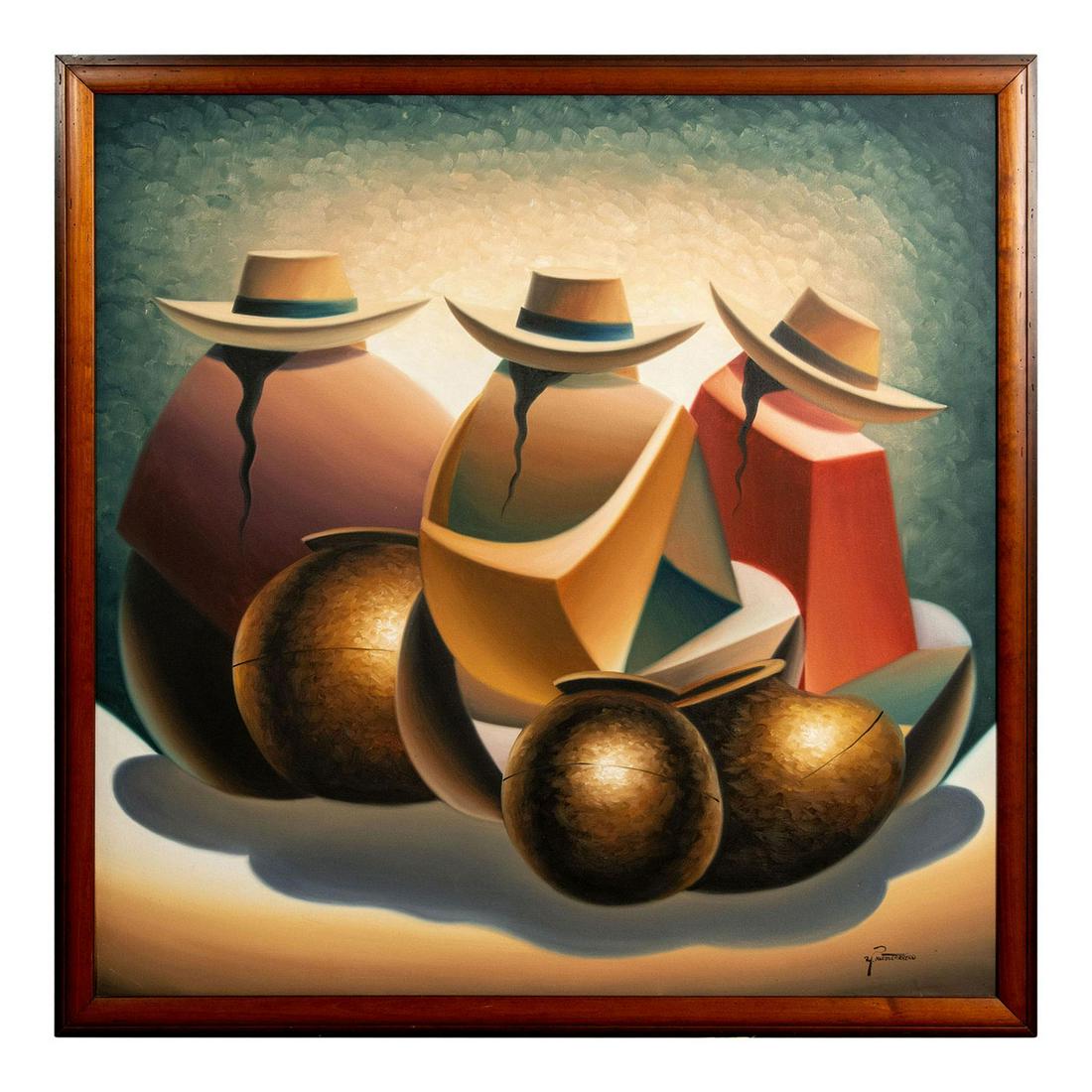 Portocarrero Signed Oil Painting on Canvas (1 of 5)