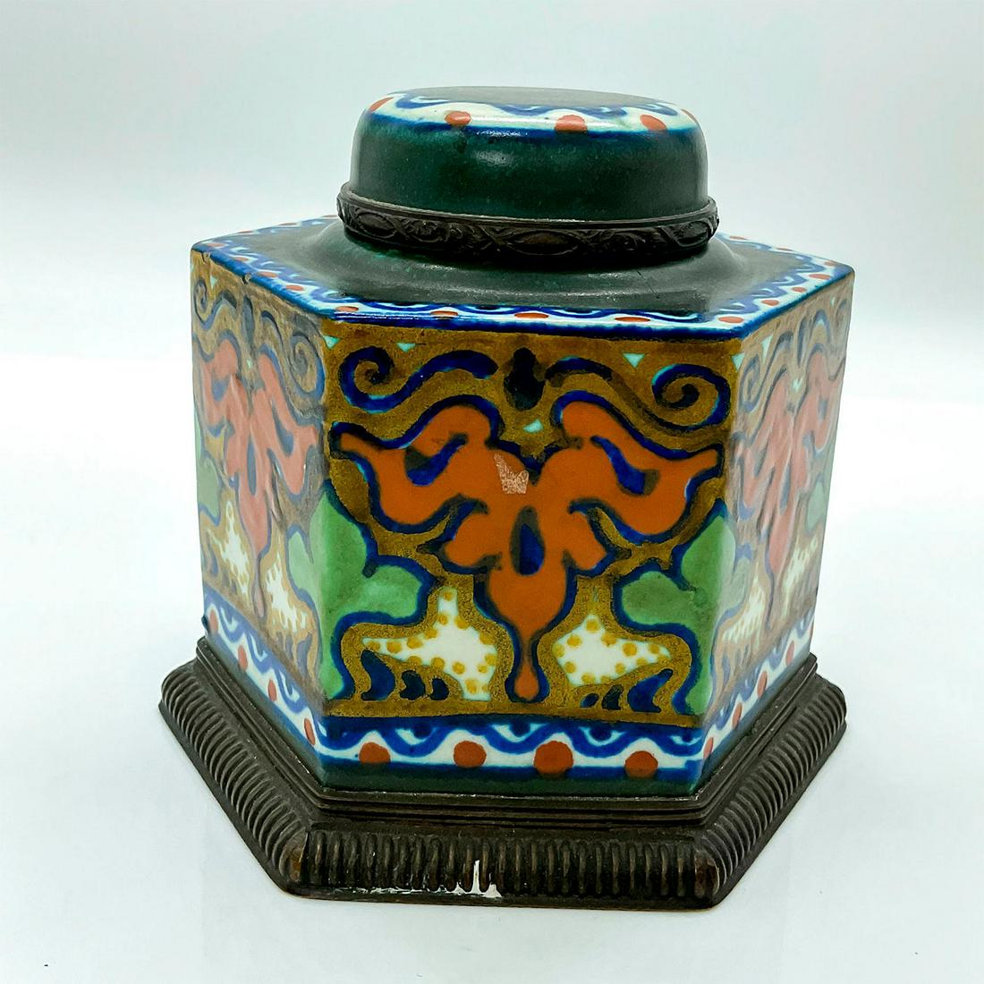 Zuid-Holland Gouda Pottery Lidded Inkwell, Beek (1 of 4)