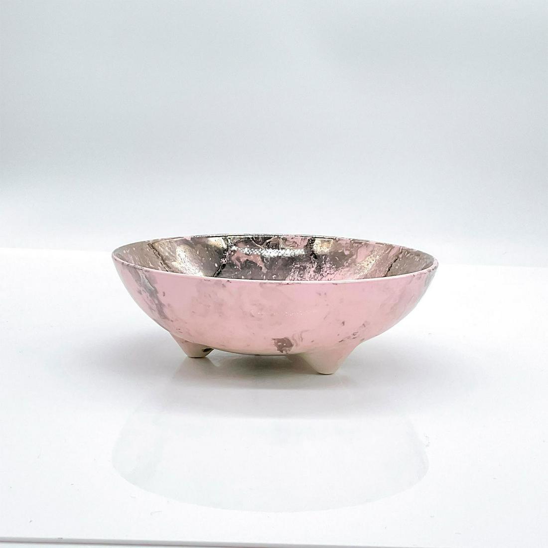 Sascha Brastoff Pink and Platinum Bowl, Surf Ballet Pattern (1 of 3)