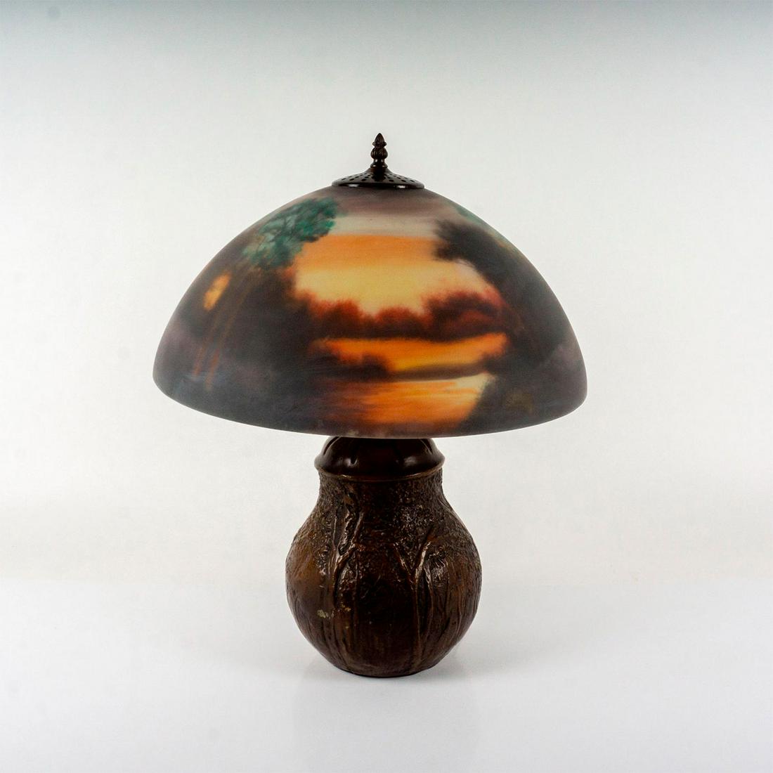 Reverse Painted Table Lamp, Landscape Scene (1 of 6)